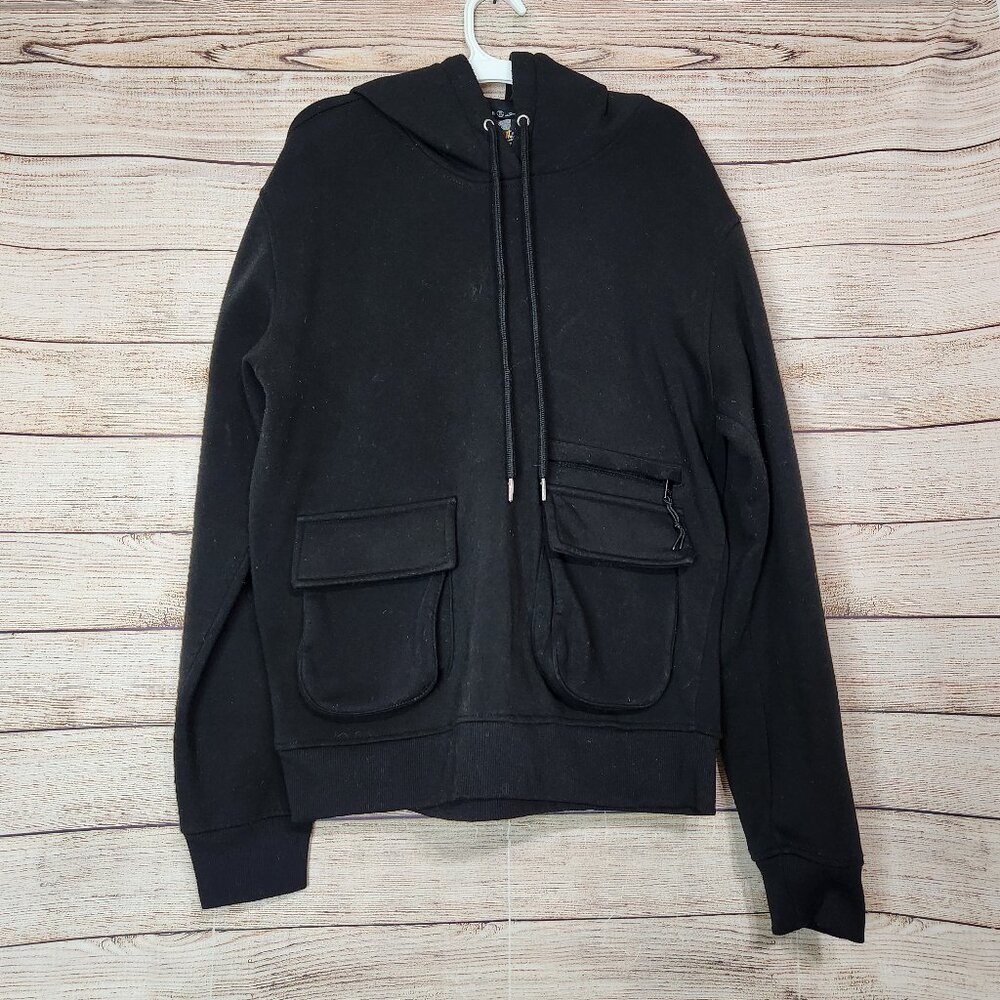 Switch Remarkable Fleece Hoodie Jacket Pullover Black Cotton Blend Size Small